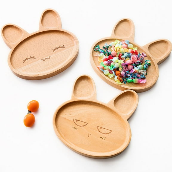 Luxshiny 1Set Snack Tray for Kids Wooden Plate Toddler Divided Plates 7.9x7.9in