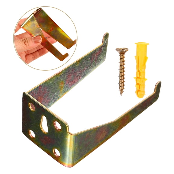 LITINKIMI 1Set Wall Mount Fire Extinguisher Hook Golden Metal Bracket with Quick Access for Home Use