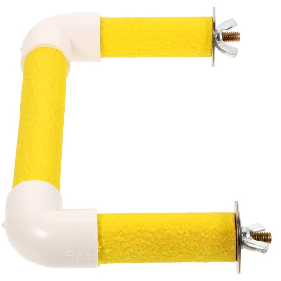 Luxshiny 1Set PVC Bird Perch Stand Yellow for Parakeet Macaw and Pet Birds