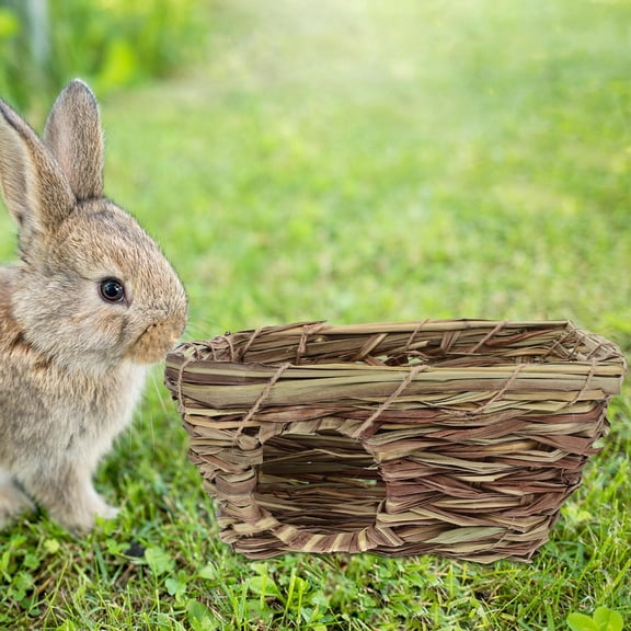 Luxshiny 1pc Hand Woven Reed Grass Nest for Pets Cozy Hamster House Warm Hut for Guinea Pig and Squirrel Safe in Cold Weather