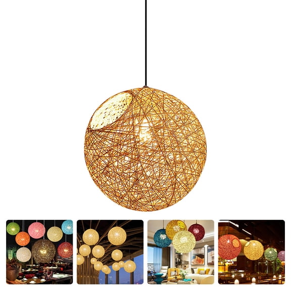 Luxshiny 1pc Modern Lampshade Hanging Lamp Rattan Brown Light Fixture for Homeowners Decoration
