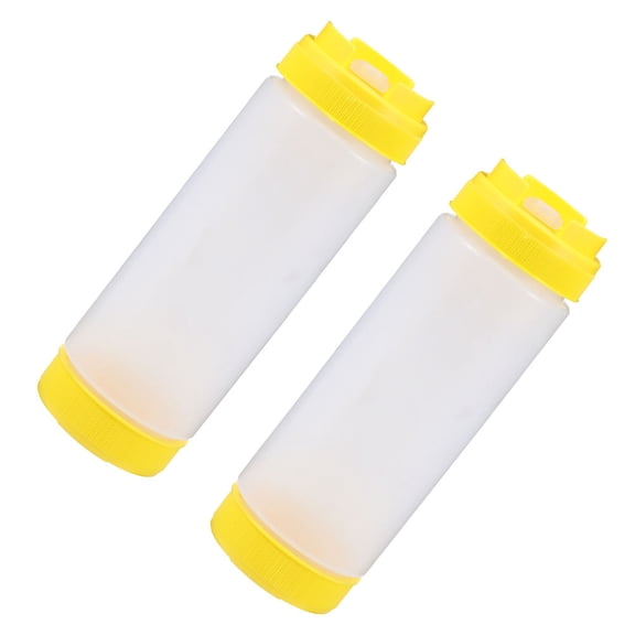 Luxshiny 2 Pack Yellow Plastic Sauce Bottles for Storage Lightweight Squeeze Condiment Dispensers 5oz