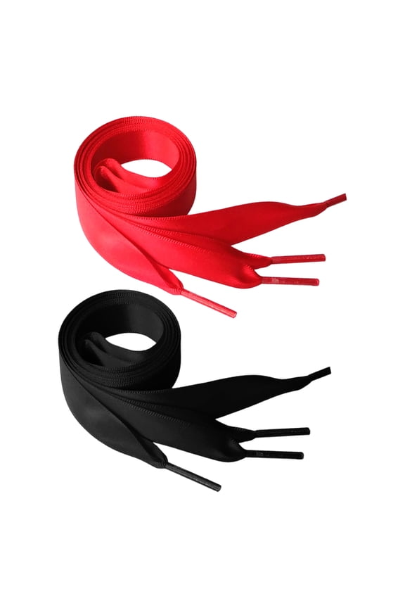 2 Pairs Of Fashion Ribbon Shoe Strings For Women Assorted Color Prevent Untying Wide Flat Ribbon Casual Wear