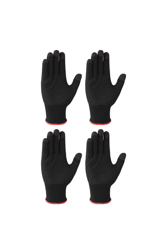 2 Pairs Warm Texting Gloves Black Nylon Durable Five-finger Gloves for Outdoor Activity