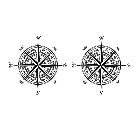 Luxshiny 2Pcs Stylish Black Car Sticker Decals with Unique Compass Pattern for Cars and More