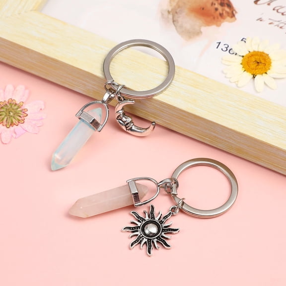 Luxshiny 2 Pcs Couples Matching Keyrings Crystal Key Attachment for Friends Giving