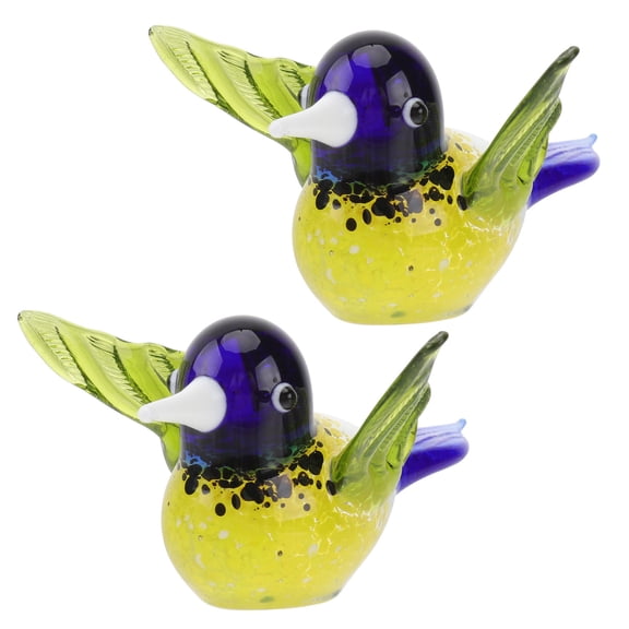 Luxshiny 2 Pcs Glass Hummingbird Ornaments Decorative Flying Bird Hanging Decor For Living Office Bedroom And Dining