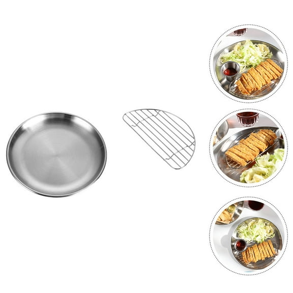 Luxshiny 2 Pcs Stainless Steel Dinner Plate for Family Gatherings and Events