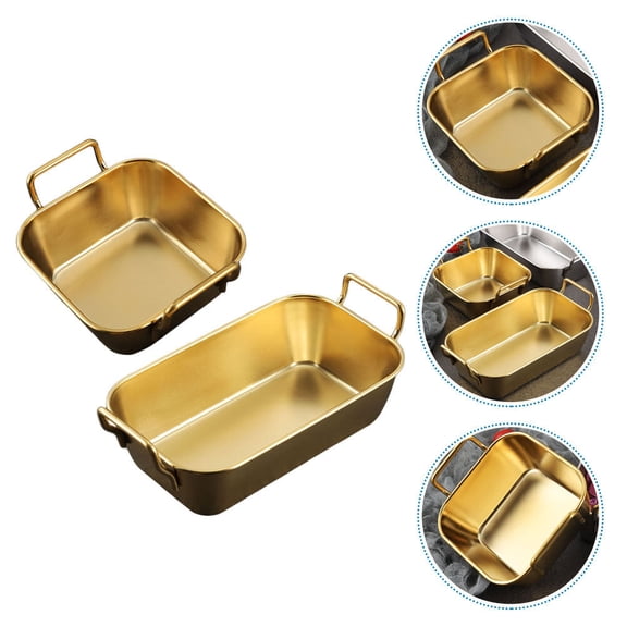 Luxshiny Fried Food Container Baskets for Snacks in Golden 304 Stainless Steel 2Pcs