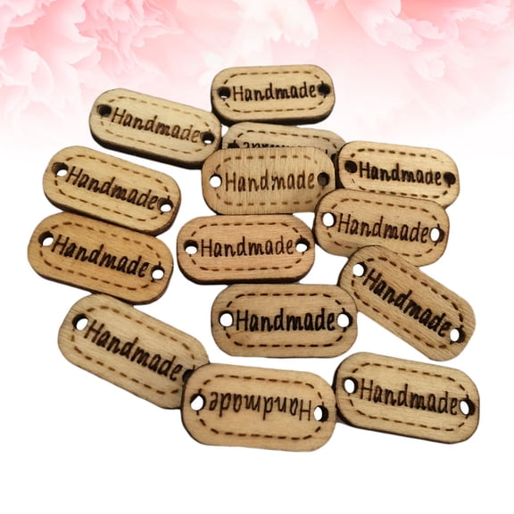 Luxshiny 200-Pack Handmade Light Brown Wooden Buttons with Lettered Front and Blank Back for Crafting and Unique Decor Projects