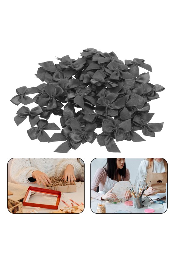 200Pcs Bow Ornament Black Polyester for Diy Crafts and Children Party