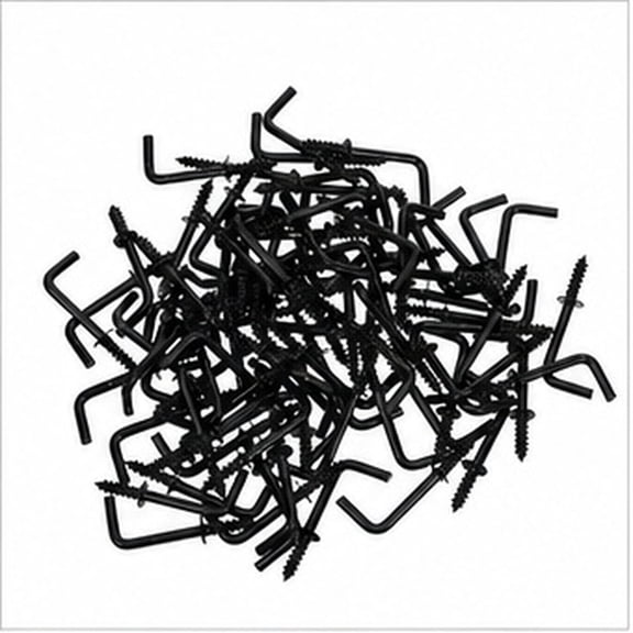 Luxshiny 200Pcs L Shaped Wall Hooks Black Metal for Efficient Tool and Key Hanging