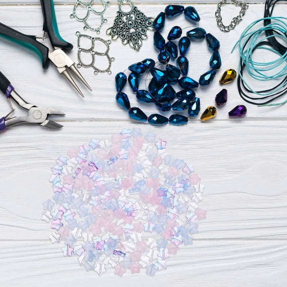 Luxshiny 200Pcs Cute Star Beads for Bracelet Making Assorted Colors for DIY Jewelry and Craft Projects