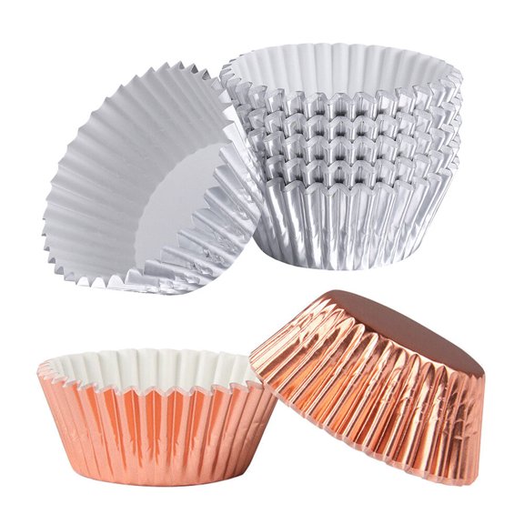 Luxshiny 200pcs Round Cupcake Wrapper Leak-resistant Aluminium Foil for Ice Cream Shops