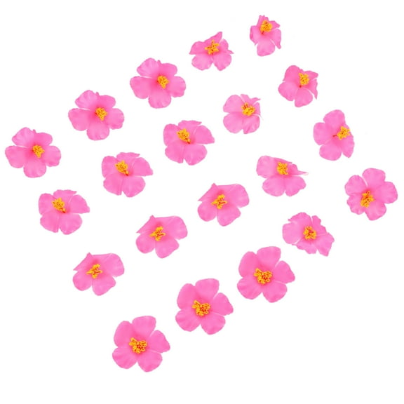 Luxshiny 20PCS Pink Faux Hibiscus Flowers Decoration Artificial Hawaiian Flowers For Study Room