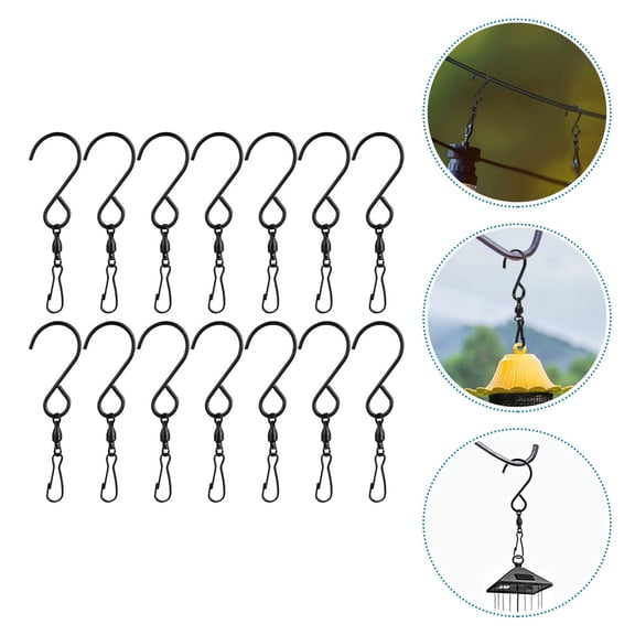 Luxshiny 20Pcs Black Stainless Steel Bird Cage Hooks 360 Degree Rotating Hanging Hooks for Home Use