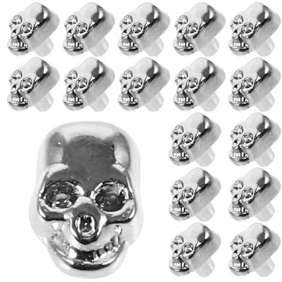 Luxshiny 20Pcs Durable Alloy Skull Rivets Silver Metal Studs for Jackets Bags and DIY Projects
