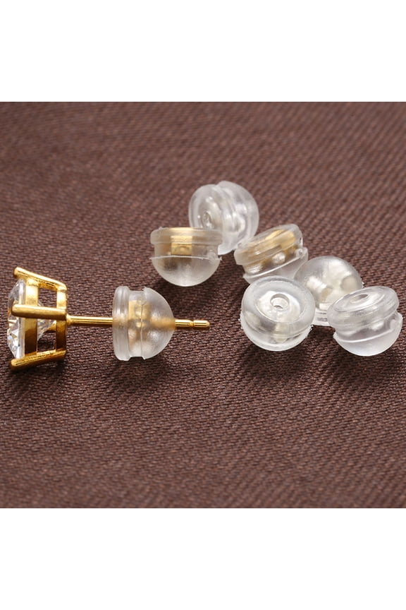 20Pcs Flexible Silicone Earring Backs Golden Comfortable Safety Stoppers Secure for Standard Posts
