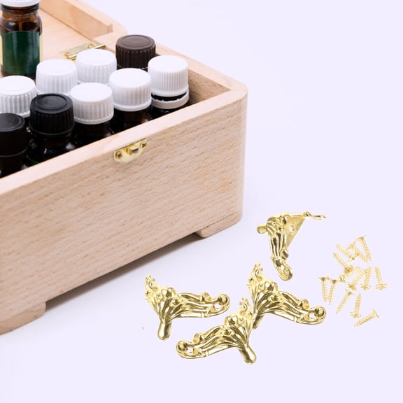 Luxshiny 20Pcs Golden Zinc Alloy Jewelry Box Legs for Furniture Support and Protection