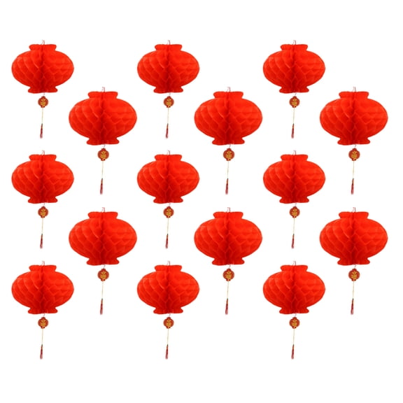 Luxshiny 20Pcs Hanging Red Lanterns Honeycomb Lanterns for New Year Party Decorations and Home Decor
