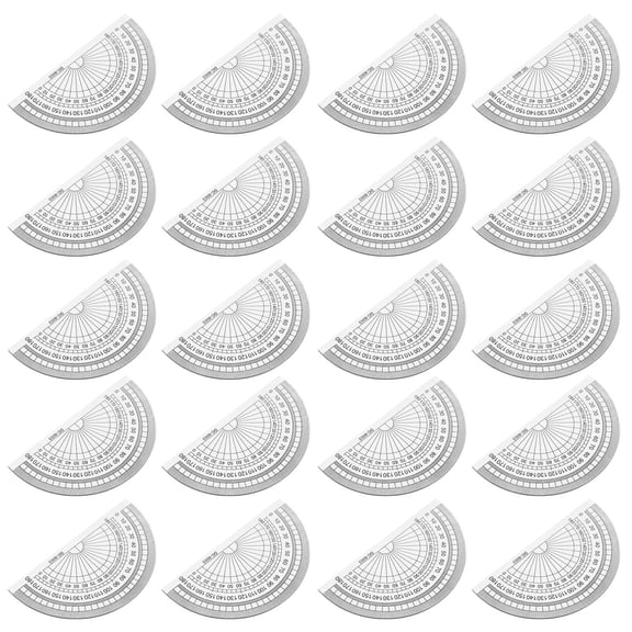 Luxshiny 20Pcs Lightweight Plastic 180 Degrees Protractors for Accurate Angle Measurement and Homework