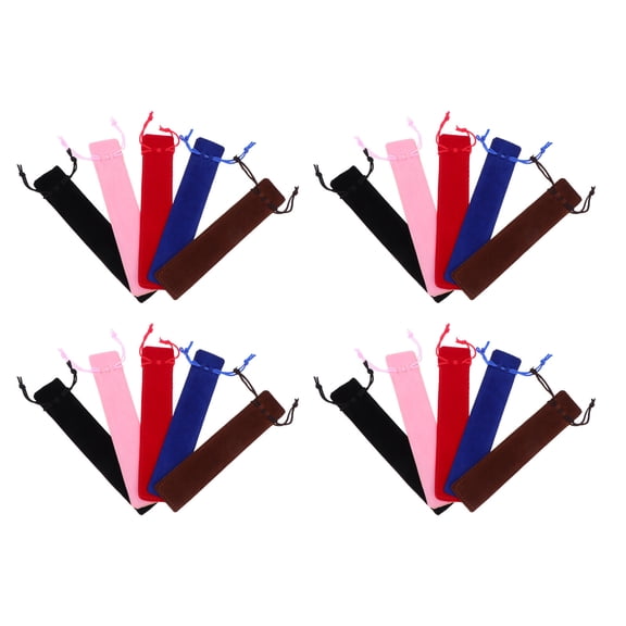 Luxshiny 20Pcs Quality Pen Pouch with Drawstring Easy Storage Sleeve for Assorted Color Pens