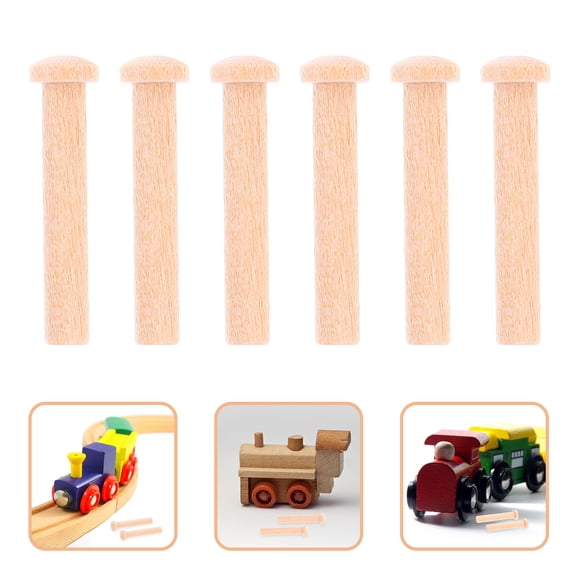 Luxshiny 20Pcs Small Beige Wooden Nails with T Shape Round Head for Intricate Woodworking Projects