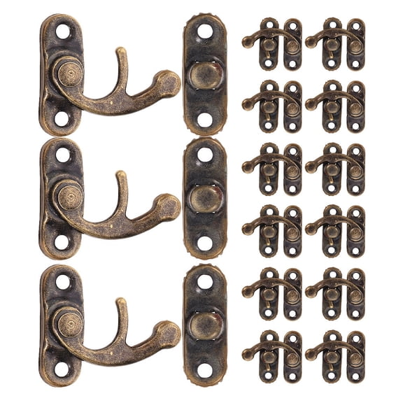 Luxshiny 20Pcs Vintage Decorative Box Latch Hooks Iron Hasps for DIY Wooden Cabinets