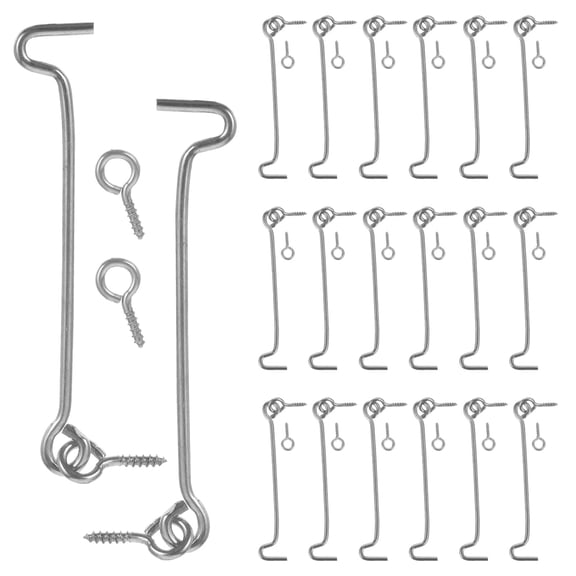 Luxshiny 20Sets Plated Silver Stainless Steel Window Hook and Eye Latch with Support Rod for Secure Closure