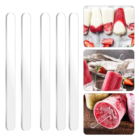 Luxshiny 20pcs Acrylic Ice Cream Sticks Reusable for Cake Pops and Crafts
