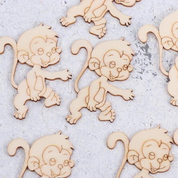 Luxshiny 20pcs Monkey Ornament Unfinished Wooden Slices for Crafters Khaki Color Craft Embellishments