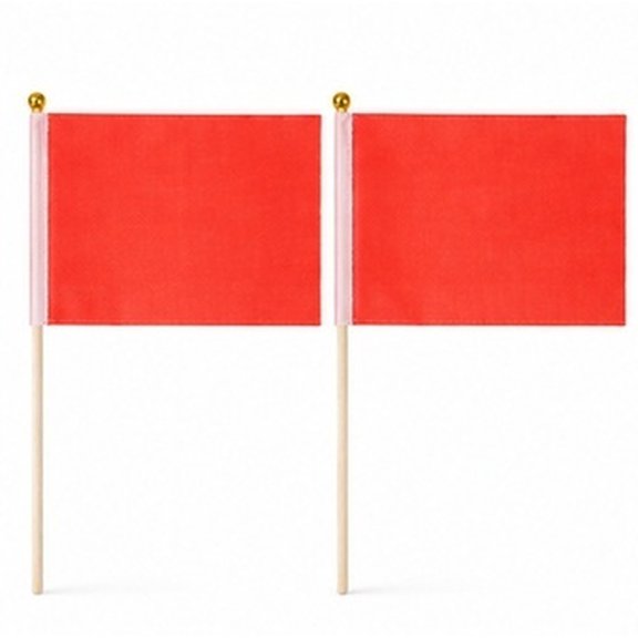 Luxshiny 20Pcs Hand Waving Red Flags on Sticks Polyester Small Flags for Events