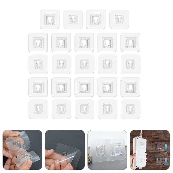 Luxshiny 22 Pairs Removable Wall Hooks Transparent PVC Household Wall Storage