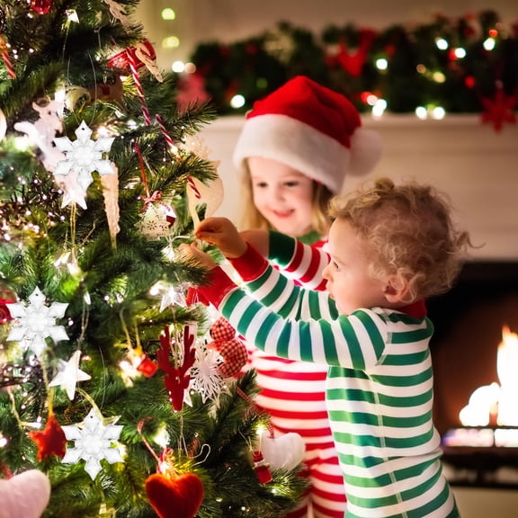 Luxshiny 24Pcs Lightweight Acrylic Snowflake Hanging Decorations for Festive Home Decor