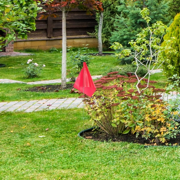 Luxshiny 24Pcs Red PVC Irrigation Flags with Stainless Steel Stakes for Underground Utilities