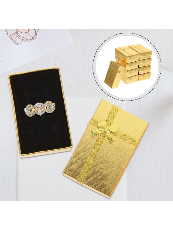 Portable Golden Jewelry Case for Necklaces and Rings - 24Pcs