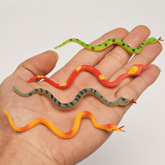 Luxshiny 24Pcs Lifelike Artificial Snake Models in Assorted Colors PVC Material Realistic Gesture
