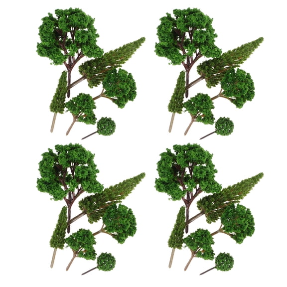 Luxshiny 24Pcs Mini Fake Trees Assorted Color Plastic for Urban Planning and Landscape Design