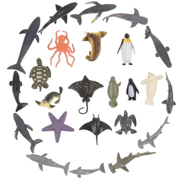 Luxshiny 24Pcs Realistic Marine Animal Models in Assorted Colors for PVC Decoration