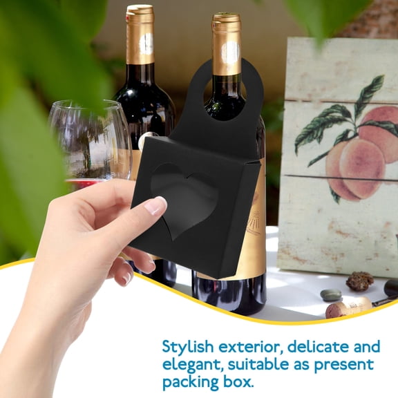 Luxshiny 25Pcs Black Storage Boxes for Wine Bottles with Hanging Feature and Clear Window