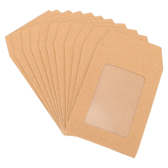 Luxshiny 25pcs Kraft Card Envelopes with Clear Window, Small Coin Envelopes for Stamps and Mini Items, Ideal for Storage and Invitations