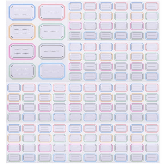 Luxshiny 288-Piece Assorted Color Writable Label Stickers, Lined Adhesive Name Tags for Books, Files, School Supplies