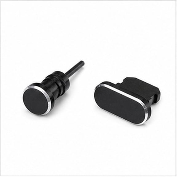 Luxshiny 2Pcs USB Type C Charge Port Plug and Earphone Jack Dust Cap for Cell Phone Black