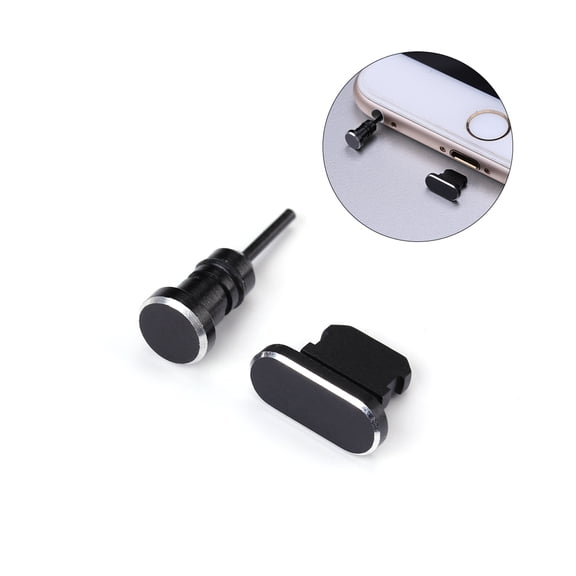 Luxshiny Stylish Dust Plug Set Black for Cell Phone USB C Compatible Earphone Jack