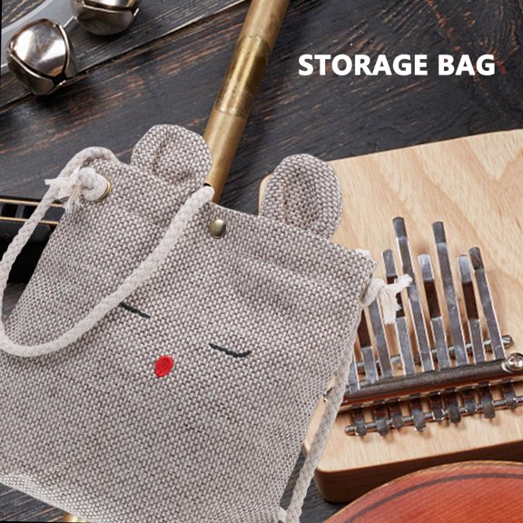 Luxshiny 2PCS Small Zipper Pouch Canvas Kalimba Case for Everyday Use and Travel