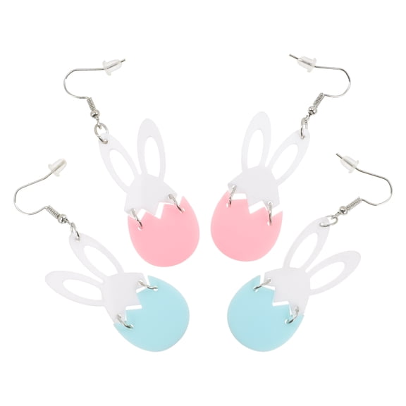 Luxshiny 2Pairs Acrylic Easter Bunny Earrings Ear Jewelry for Festival Decor