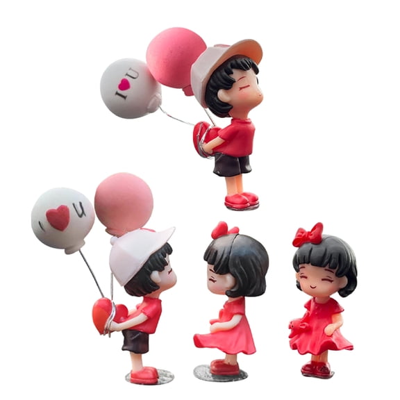 Luxshiny 2 Pairs Red Couple Car Dashboard Ornaments Accessories for Electric Vehicles, Cute Decorative Interior Charms