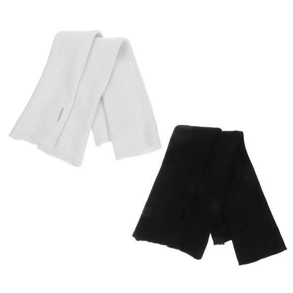 Luxshiny 2Pairs Knit Thermal Arm Warmers with Thumb Hole Fingerless Yarn Sleeves for Winter Outdoor Warmth