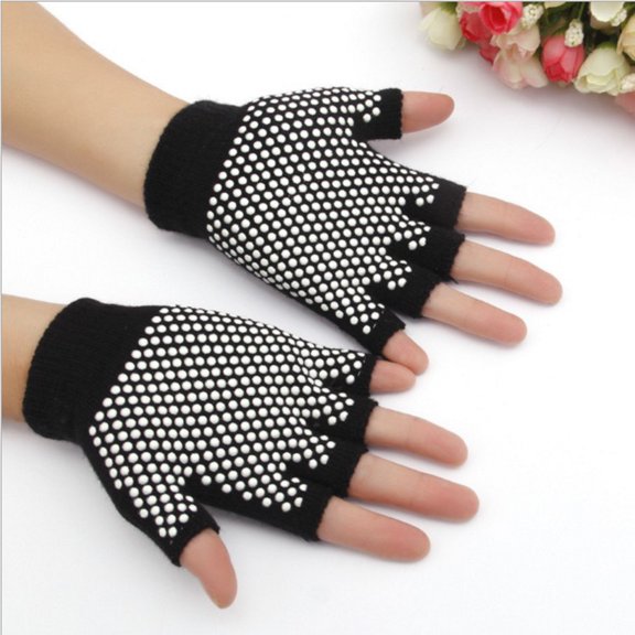 Luxshiny 2Pairs Non Slip Gloves for Sports with Finger Vents and Durable Black Knitted Fabric