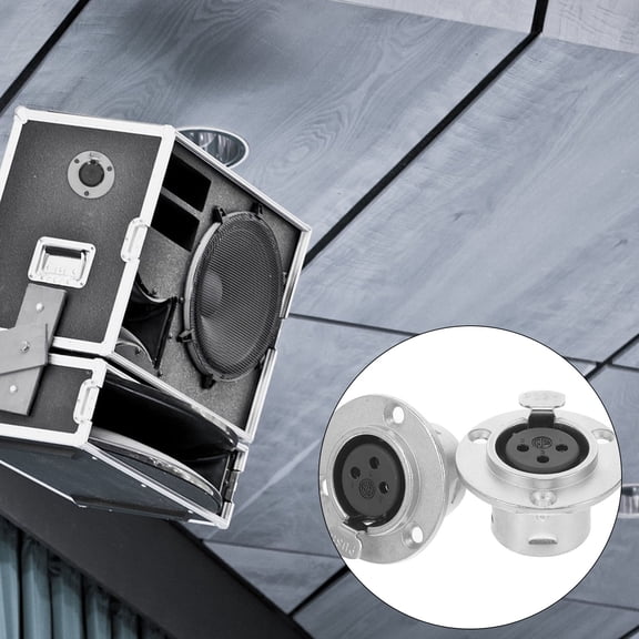 Luxshiny 2Pcs 3 Pin Female Socket Connector Zinc Alloy Audio Socket Jack for Speaker Panel Mount